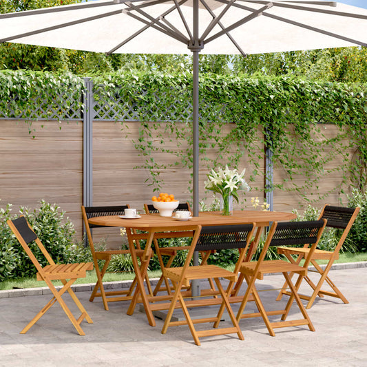 Tuinstoelen 6 st inklapbaar massief acaciahout zwart is nu te koop bij PeponiXL, paradijselijk wonen!