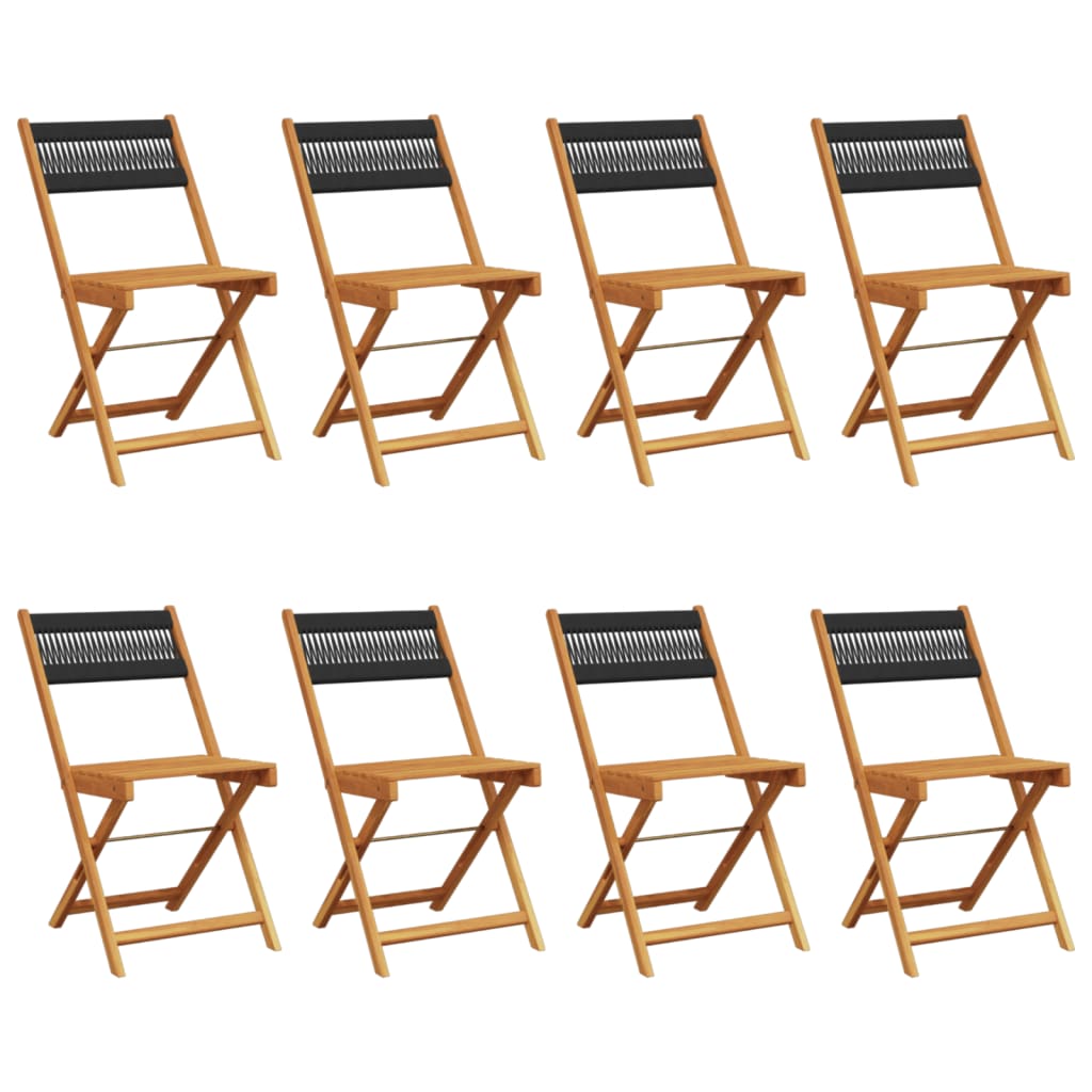 Tuinstoelen 8 st inklapbaar massief acaciahout zwart is nu te koop bij PeponiXL, paradijselijk wonen!