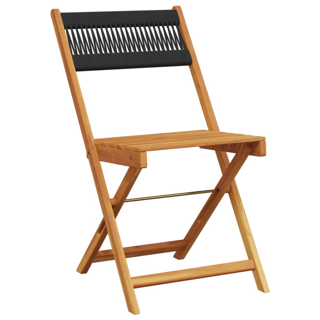 Tuinstoelen 8 st inklapbaar massief acaciahout zwart is nu te koop bij PeponiXL, paradijselijk wonen!
