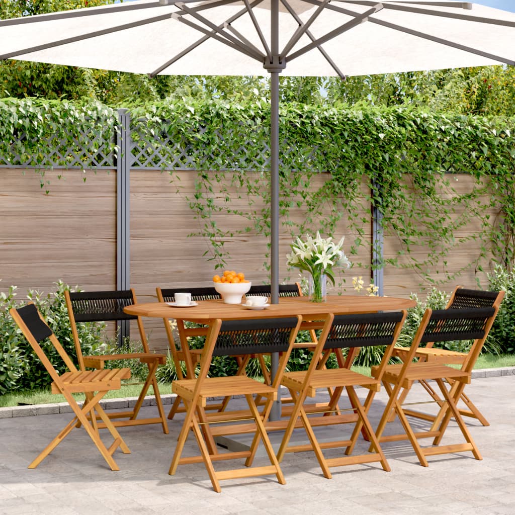 Tuinstoelen 8 st inklapbaar massief acaciahout zwart is nu te koop bij PeponiXL, paradijselijk wonen!