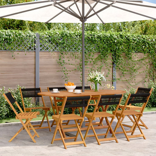 Tuinstoelen 8 st inklapbaar massief acaciahout zwart is nu te koop bij PeponiXL, paradijselijk wonen!