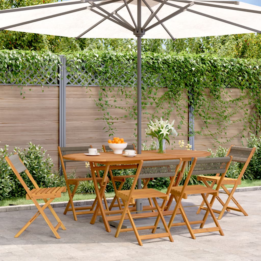 Tuinstoelen 6 st inklapbaar massief acaciahout grijs is nu te koop bij PeponiXL, paradijselijk wonen!