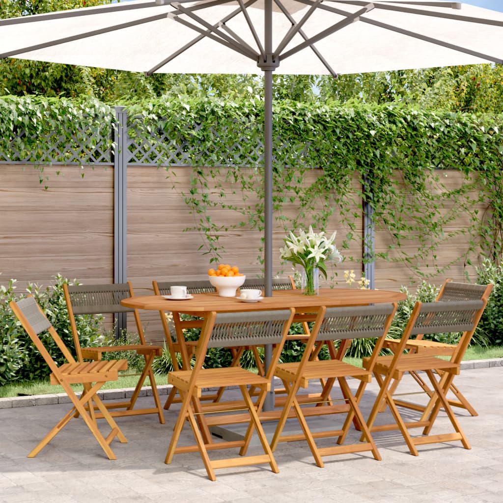 Tuinstoelen 8 st inklapbaar massief acaciahout grijs is nu te koop bij PeponiXL, paradijselijk wonen!