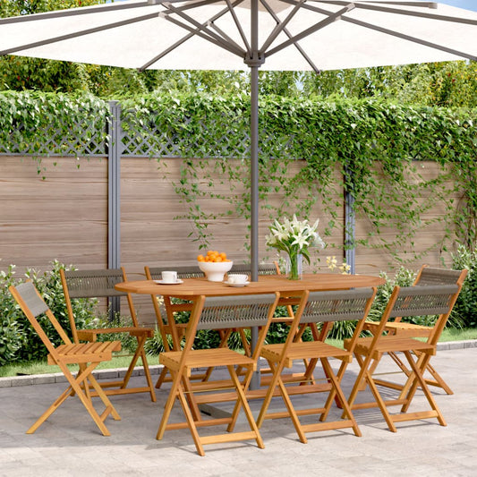 Tuinstoelen 8 st inklapbaar massief acaciahout grijs is nu te koop bij PeponiXL, paradijselijk wonen!