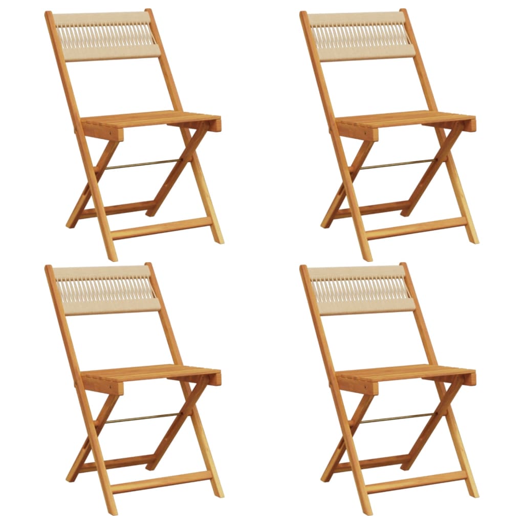 Tuinstoelen 4 st inklapbaar massief acaciahout beige is nu te koop bij PeponiXL, paradijselijk wonen!