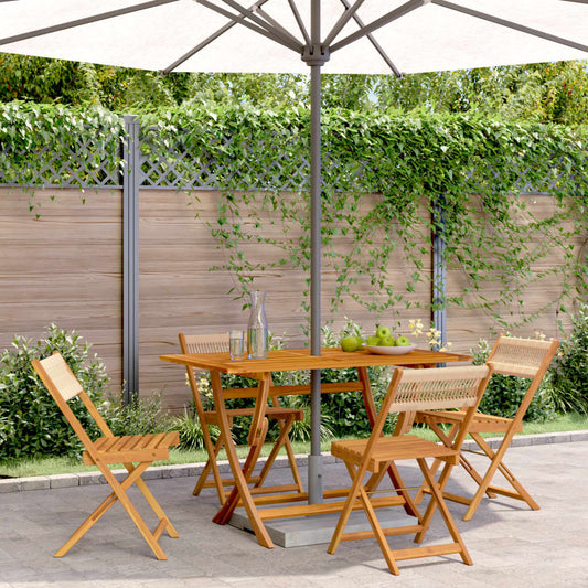 Tuinstoelen 4 st inklapbaar massief acaciahout beige is nu te koop bij PeponiXL, paradijselijk wonen!