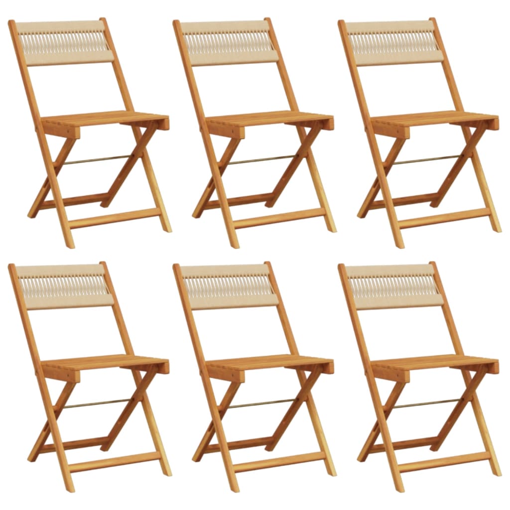 Tuinstoelen 6 st inklapbaar massief acaciahout beige is nu te koop bij PeponiXL, paradijselijk wonen!