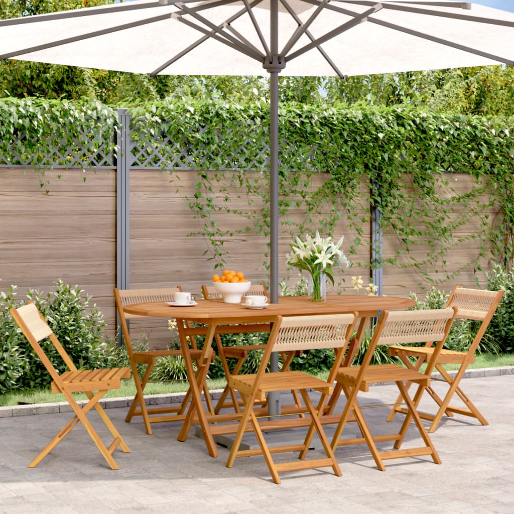 Tuinstoelen 6 st inklapbaar massief acaciahout beige is nu te koop bij PeponiXL, paradijselijk wonen!