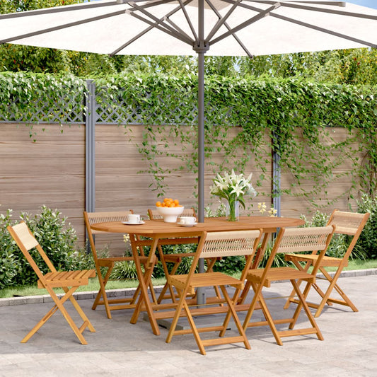 Tuinstoelen 6 st inklapbaar massief acaciahout beige is nu te koop bij PeponiXL, paradijselijk wonen!