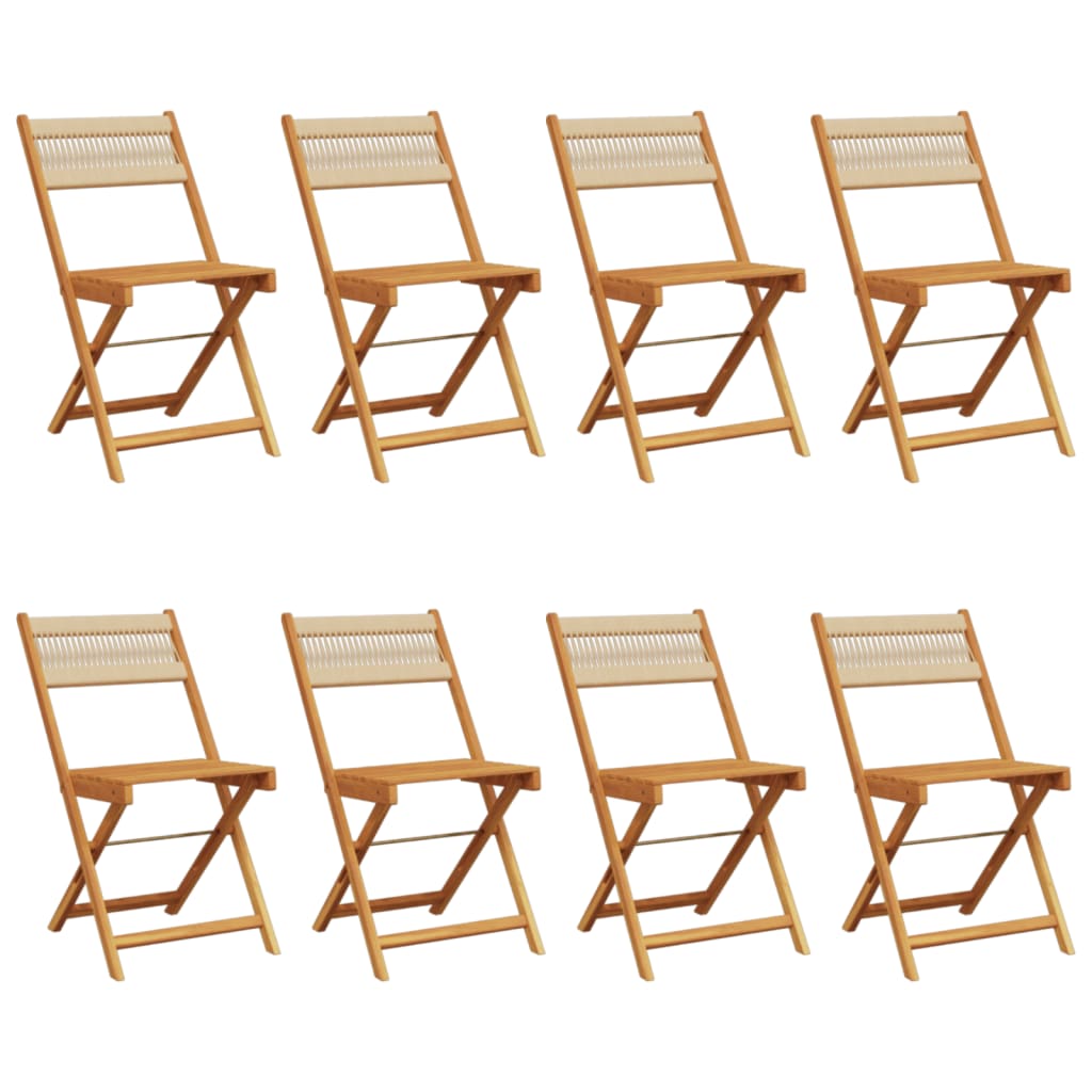 Tuinstoelen 8 st inklapbaar massief acaciahout beige is nu te koop bij PeponiXL, paradijselijk wonen!