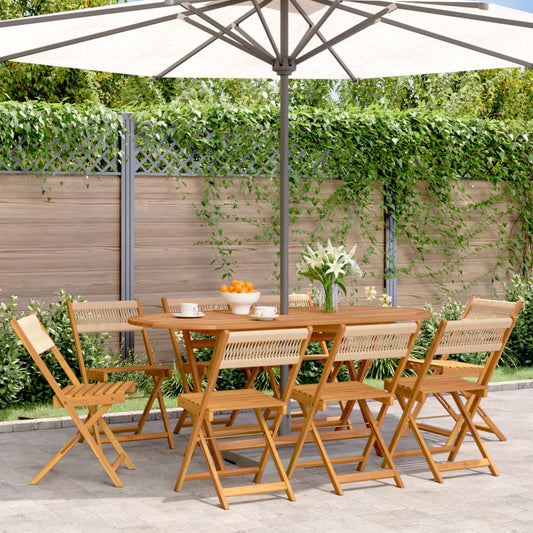 Tuinstoelen 8 st inklapbaar massief acaciahout beige is nu te koop bij PeponiXL, paradijselijk wonen!