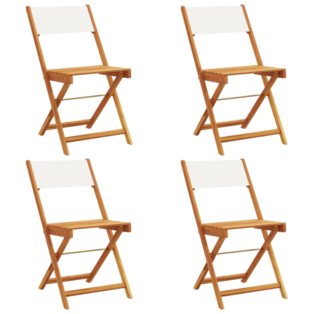 Tuinstoelen 4 st inklapbaar massief hout en stof crèmewit is nu te koop bij PeponiXL, paradijselijk wonen!
