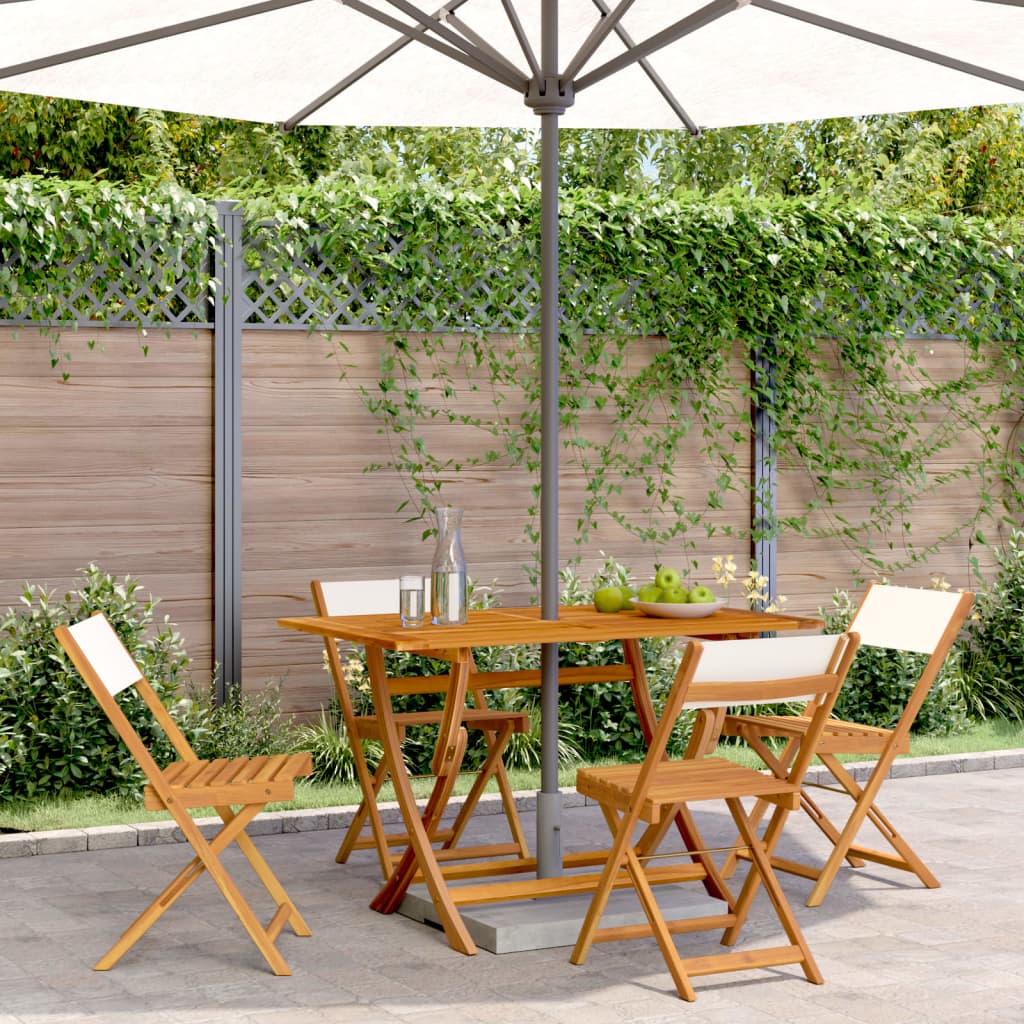 Tuinstoelen 4 st inklapbaar massief hout en stof crèmewit is nu te koop bij PeponiXL, paradijselijk wonen!