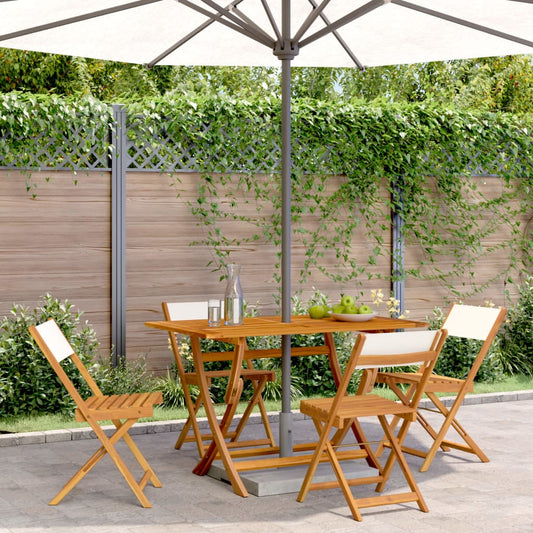 Tuinstoelen 4 st inklapbaar massief hout en stof crèmewit is nu te koop bij PeponiXL, paradijselijk wonen!