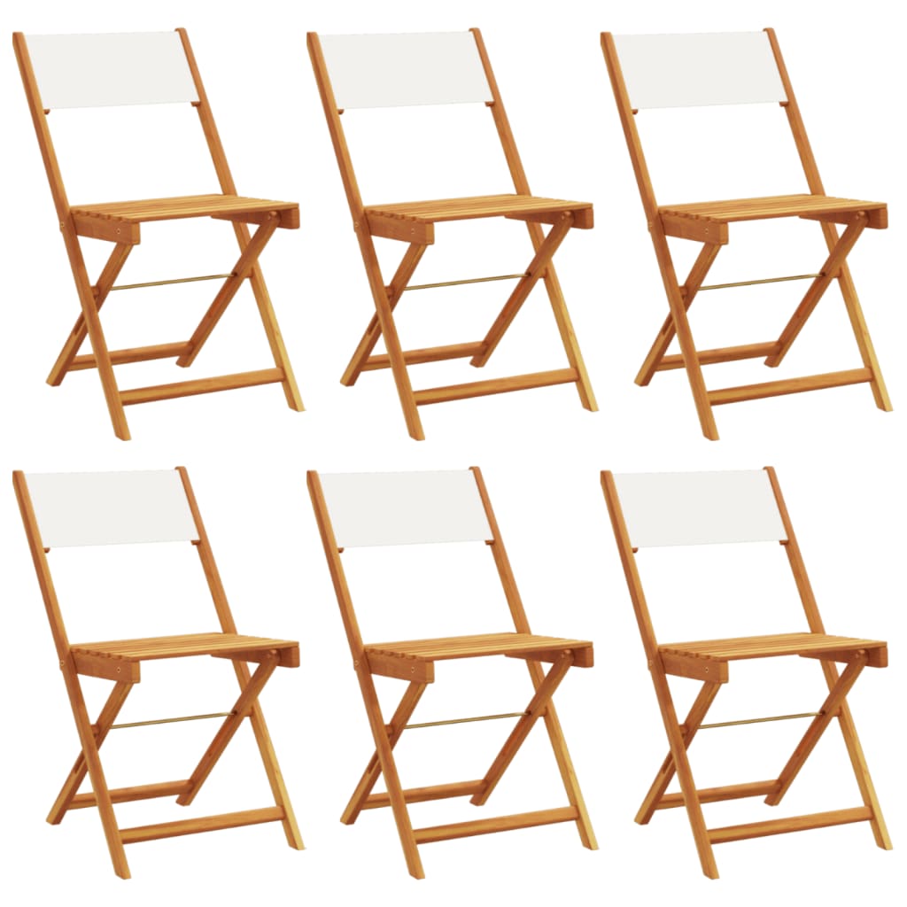 Tuinstoelen 6 st inklapbaar massief hout en stof crèmewit is nu te koop bij PeponiXL, paradijselijk wonen!