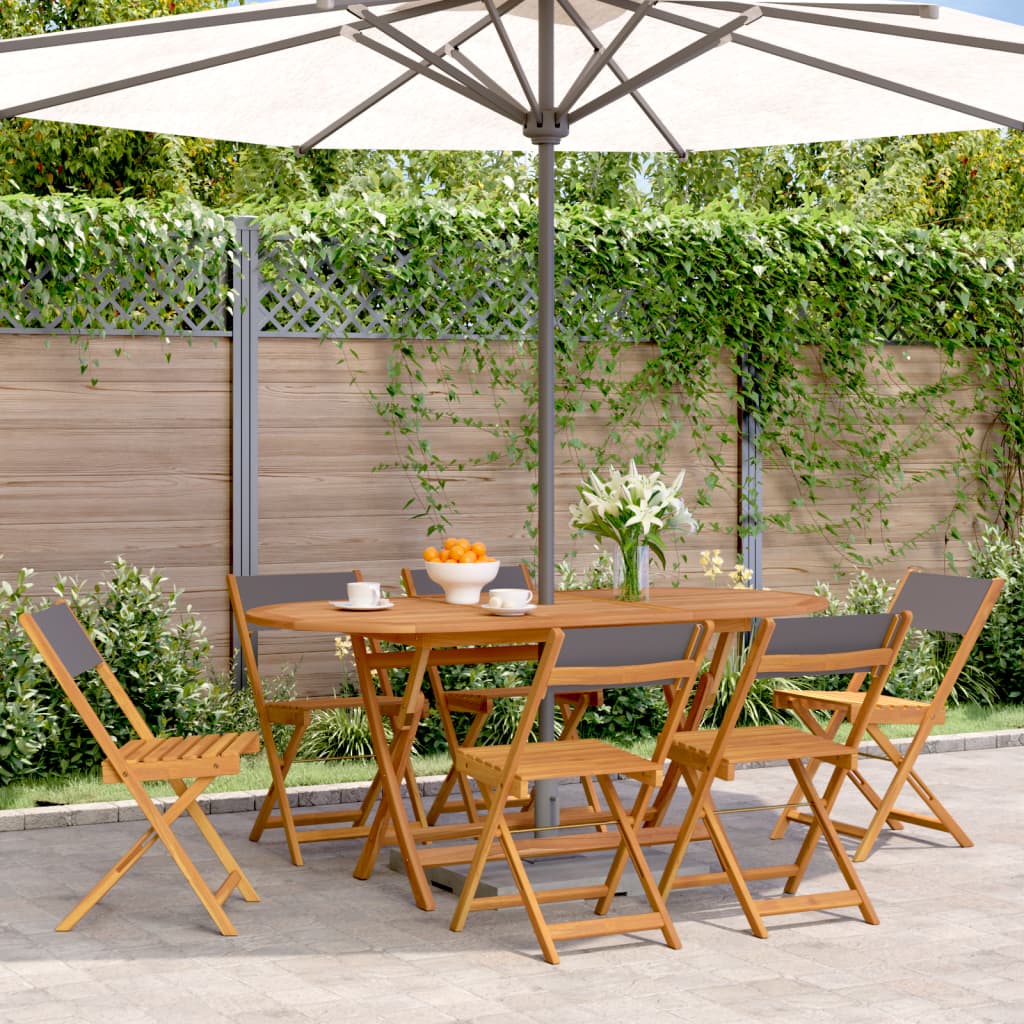 Tuinstoelen 6 st inklapbaar massief hout en stof antracietkleur is nu te koop bij PeponiXL, paradijselijk wonen!