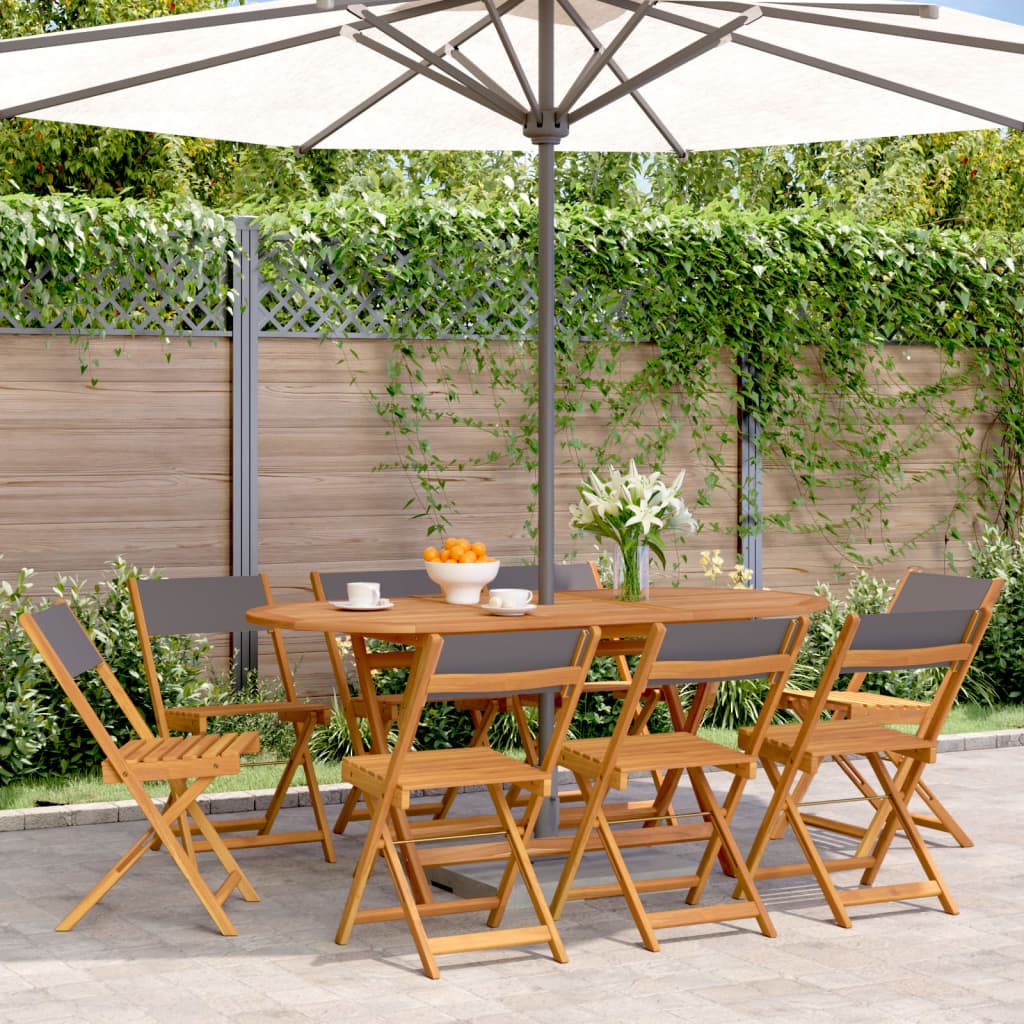 Tuinstoelen 8 st inklapbaar massief hout en stof antracietkleur is nu te koop bij PeponiXL, paradijselijk wonen!