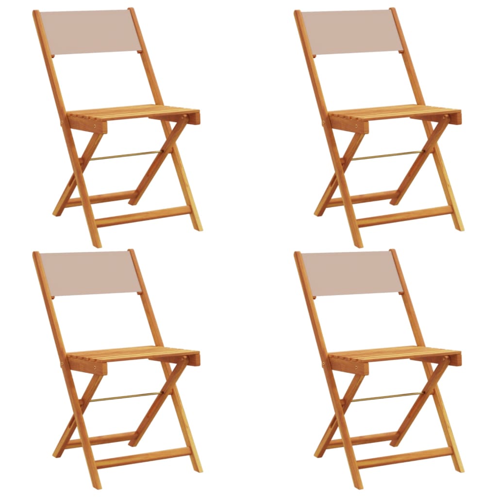 Tuinstoelen 4 st inklapbaar stof en massief hout taupe is nu te koop bij PeponiXL, paradijselijk wonen!