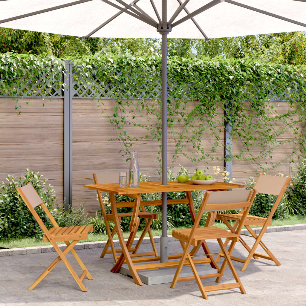 Tuinstoelen 4 st inklapbaar stof en massief hout taupe is nu te koop bij PeponiXL, paradijselijk wonen!