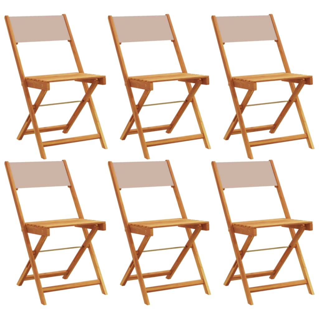 Tuinstoelen 6 st inklapbaar stof en massief hout taupe is nu te koop bij PeponiXL, paradijselijk wonen!