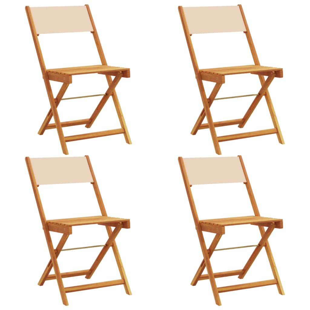 Tuinstoelen 4 st inklapbaar stof en massief hout beige is nu te koop bij PeponiXL, paradijselijk wonen!