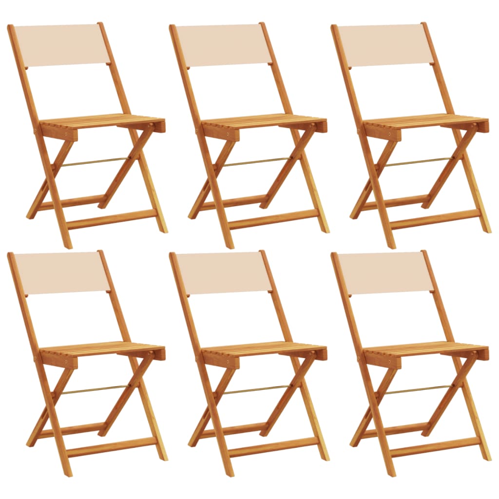 Tuinstoelen 6 st inklapbaar stof en massief hout beige is nu te koop bij PeponiXL, paradijselijk wonen!