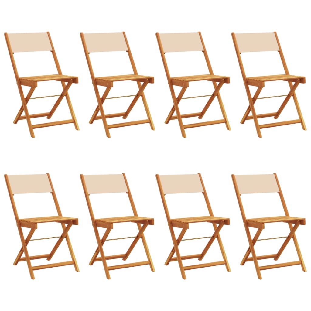 Tuinstoelen 8 st inklapbaar stof en massief hout beige is nu te koop bij PeponiXL, paradijselijk wonen!