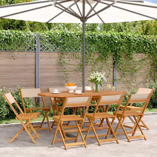 Tuinstoelen 8 st inklapbaar stof en massief hout beige is nu te koop bij PeponiXL, paradijselijk wonen!