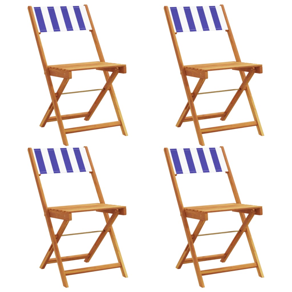Tuinstoelen 4 st inklapbaar stof en massief hout blauw en wit is nu te koop bij PeponiXL, paradijselijk wonen!