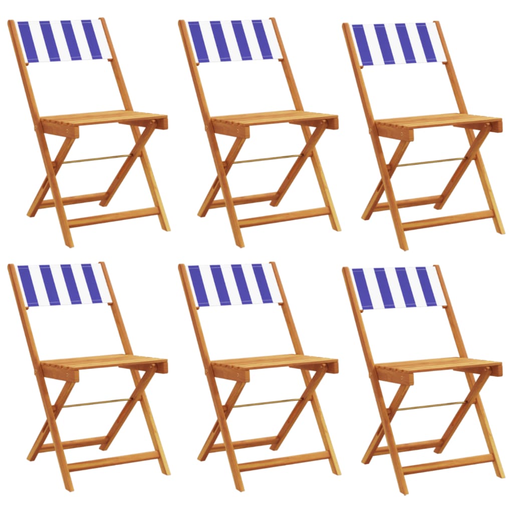 Tuinstoelen 6 st inklapbaar stof en massief hout blauw en wit is nu te koop bij PeponiXL, paradijselijk wonen!