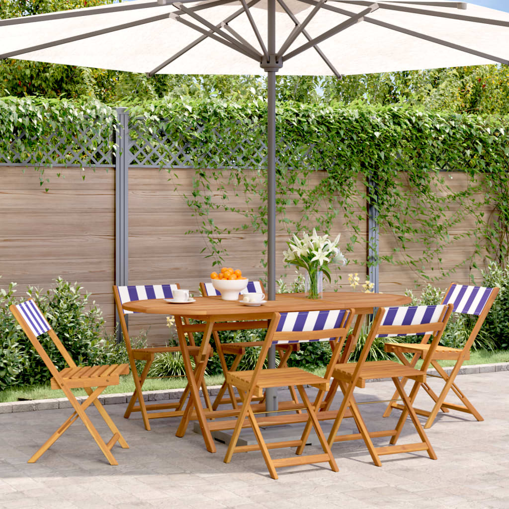 Tuinstoelen 6 st inklapbaar stof en massief hout blauw en wit is nu te koop bij PeponiXL, paradijselijk wonen!
