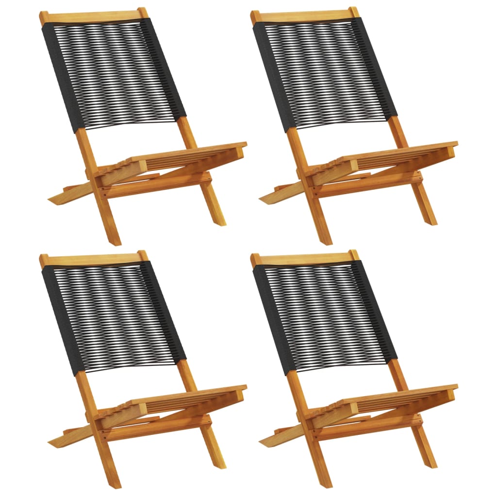 Tuinstoelen 4 st inklapbaar massief acaciahout zwart is nu te koop bij PeponiXL, paradijselijk wonen!