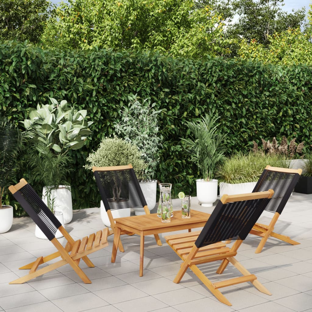 Tuinstoelen 4 st inklapbaar massief acaciahout zwart is nu te koop bij PeponiXL, paradijselijk wonen!