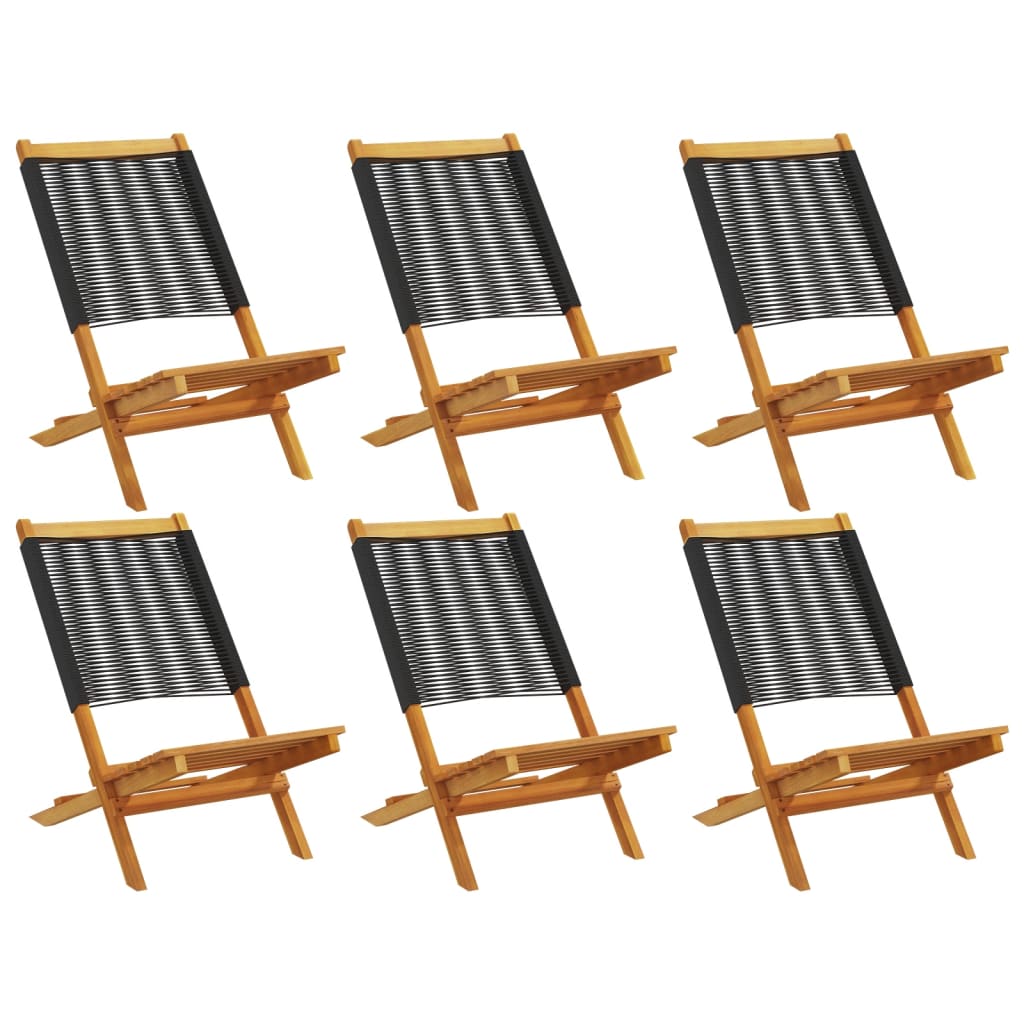 Tuinstoelen 6 st inklapbaar massief acaciahout zwart is nu te koop bij PeponiXL, paradijselijk wonen!