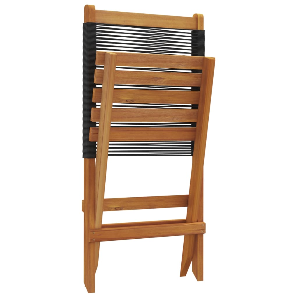 Tuinstoelen 6 st inklapbaar massief acaciahout zwart is nu te koop bij PeponiXL, paradijselijk wonen!
