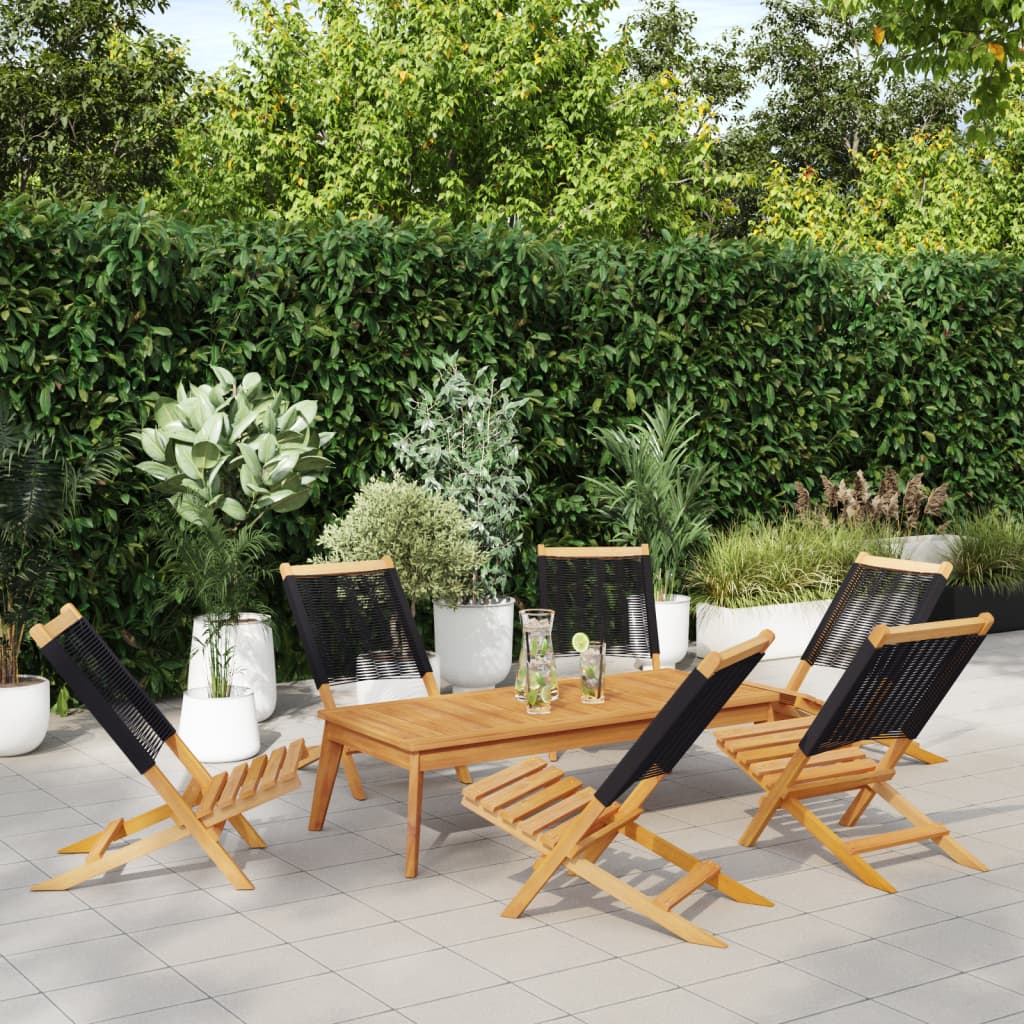 Tuinstoelen 6 st inklapbaar massief acaciahout zwart is nu te koop bij PeponiXL, paradijselijk wonen!