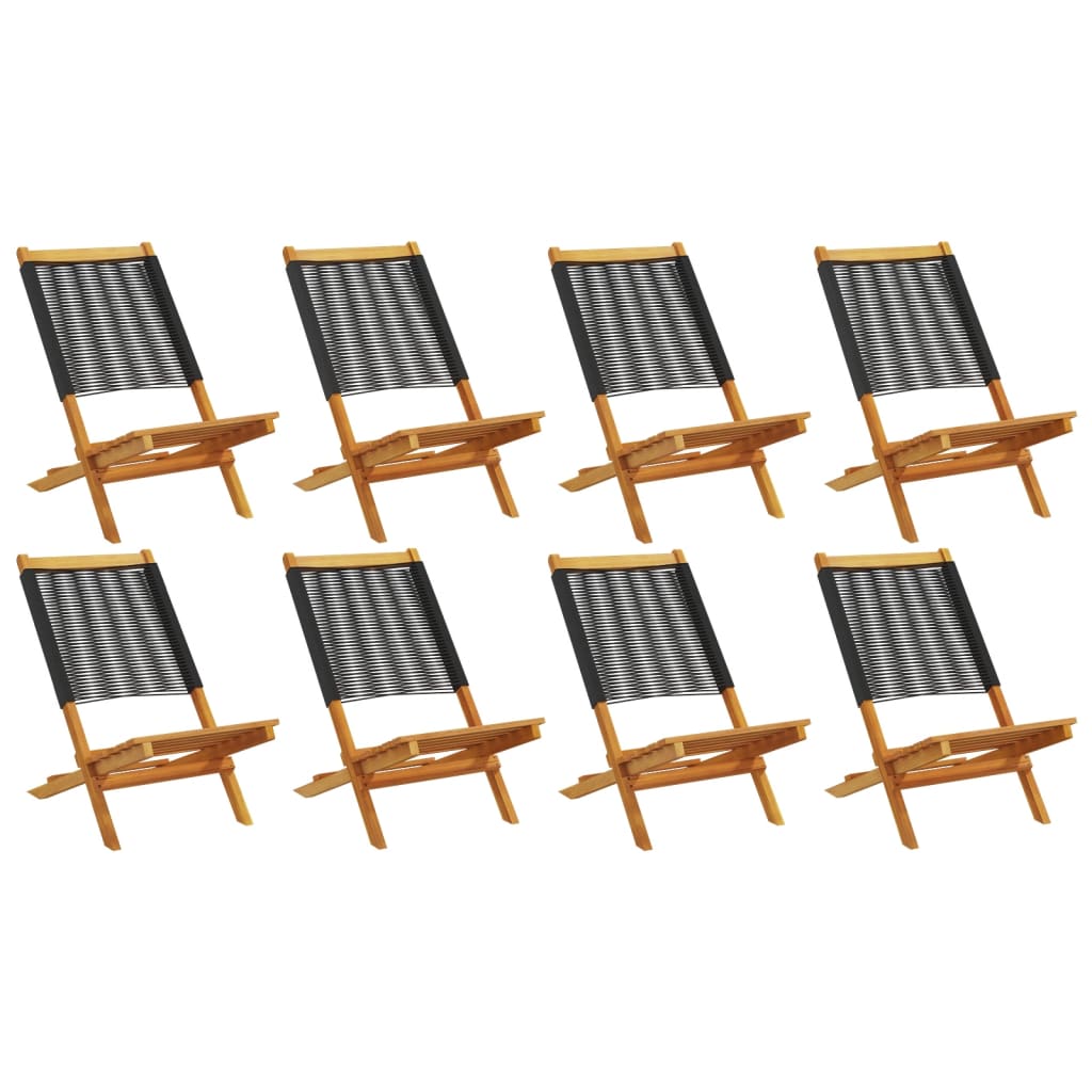 Tuinstoelen 8 st inklapbaar massief acaciahout zwart is nu te koop bij PeponiXL, paradijselijk wonen!