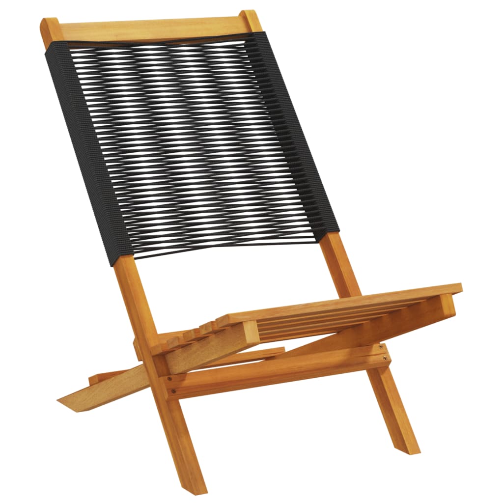 Tuinstoelen 8 st inklapbaar massief acaciahout zwart is nu te koop bij PeponiXL, paradijselijk wonen!