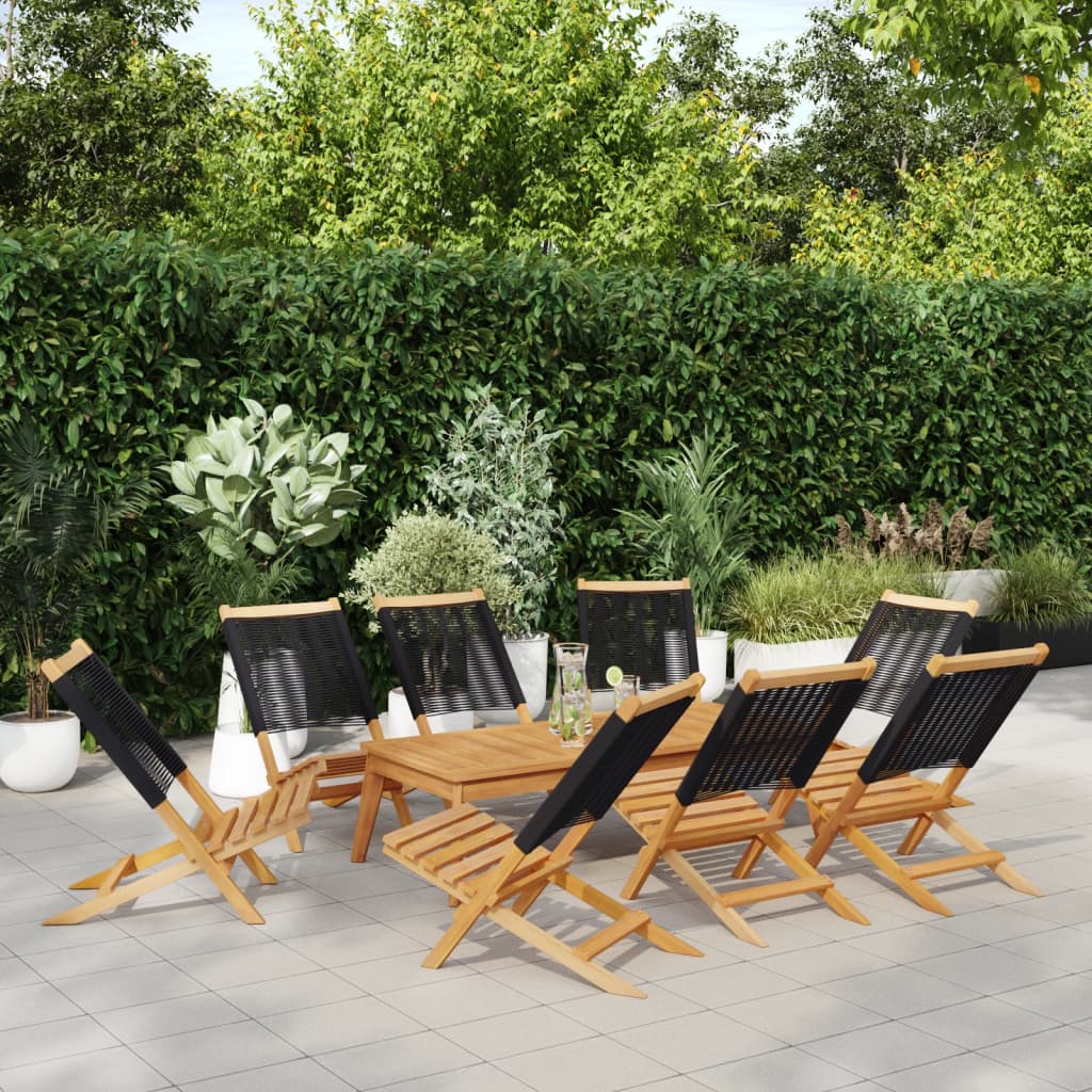 Tuinstoelen 8 st inklapbaar massief acaciahout zwart is nu te koop bij PeponiXL, paradijselijk wonen!