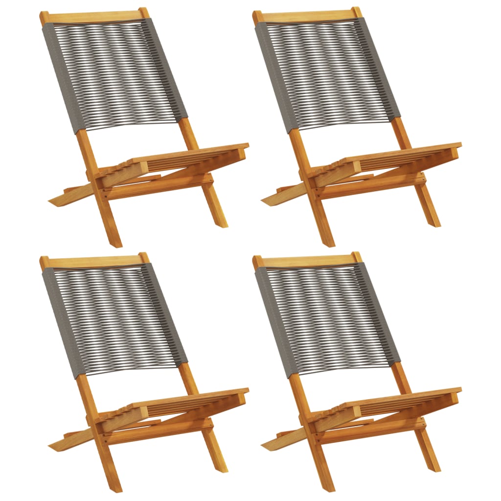 Tuinstoelen 4 st inklapbaar massief acaciahout grijs is nu te koop bij PeponiXL, paradijselijk wonen!