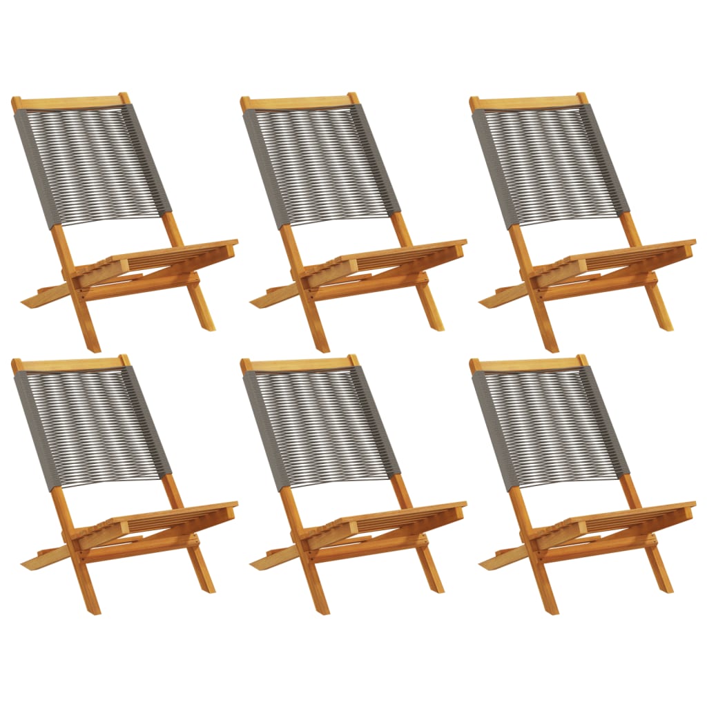 Tuinstoelen 6 st inklapbaar massief acaciahout grijs is nu te koop bij PeponiXL, paradijselijk wonen!