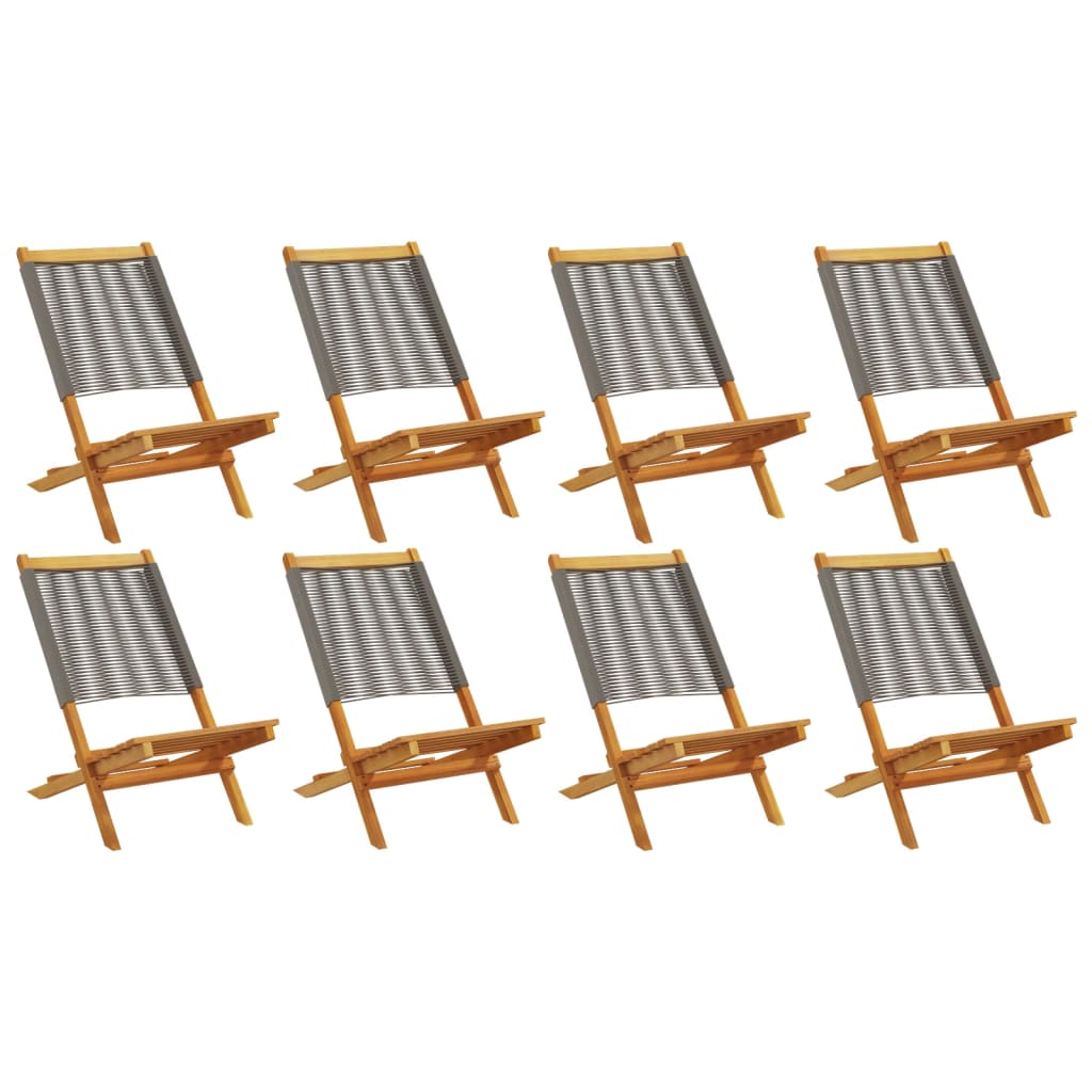 Tuinstoelen 8 st inklapbaar massief acaciahout grijs is nu te koop bij PeponiXL, paradijselijk wonen!