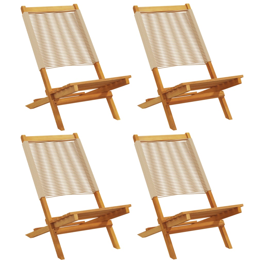 Tuinstoelen 4 st inklapbaar massief acaciahout beige is nu te koop bij PeponiXL, paradijselijk wonen!