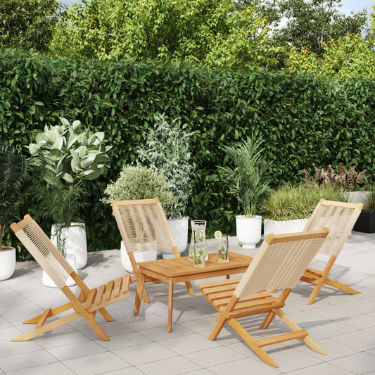 Tuinstoelen 4 st inklapbaar massief acaciahout beige is nu te koop bij PeponiXL, paradijselijk wonen!