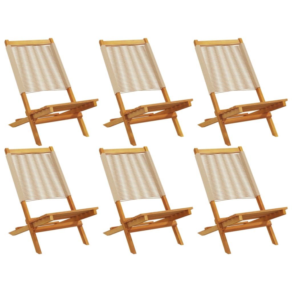 Tuinstoelen 6 st inklapbaar massief acaciahout beige is nu te koop bij PeponiXL, paradijselijk wonen!