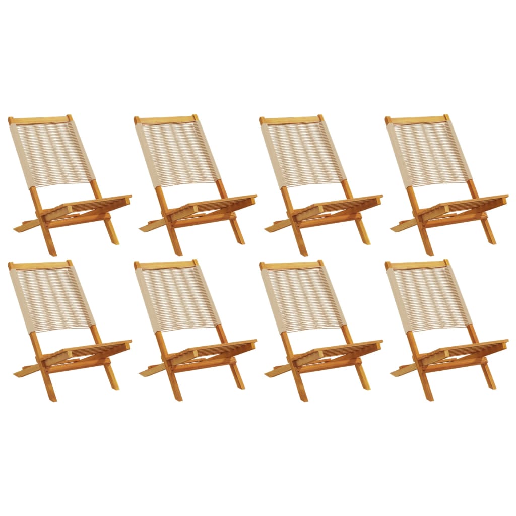 Tuinstoelen 8 st inklapbaar massief acaciahout beige is nu te koop bij PeponiXL, paradijselijk wonen!