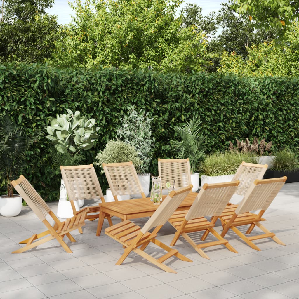 Tuinstoelen 8 st inklapbaar massief acaciahout beige is nu te koop bij PeponiXL, paradijselijk wonen!