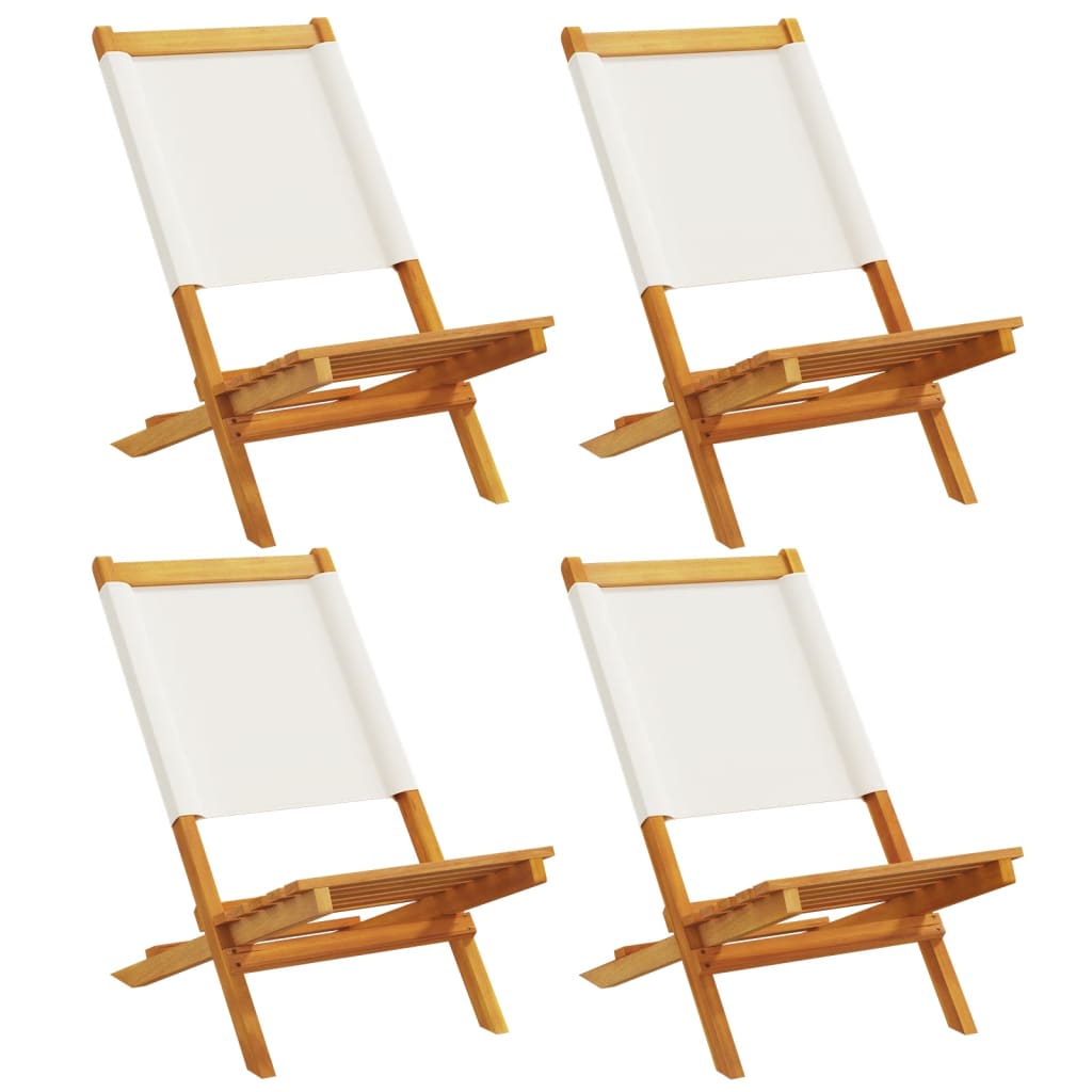 Tuinstoelen 4 st inklapbaar massief hout en stof crèmewit is nu te koop bij PeponiXL, paradijselijk wonen!