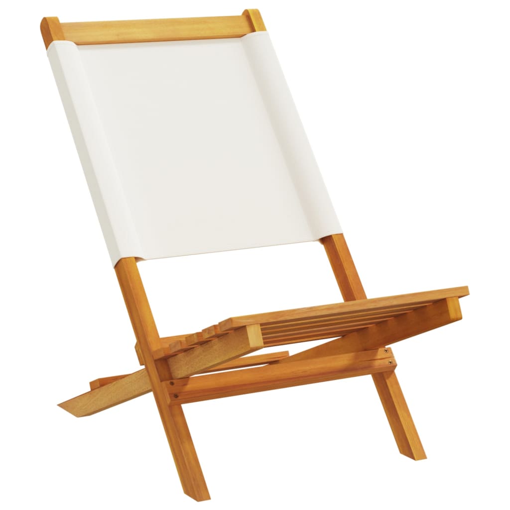 Tuinstoelen 6 st inklapbaar massief hout en stof crèmewit is nu te koop bij PeponiXL, paradijselijk wonen!
