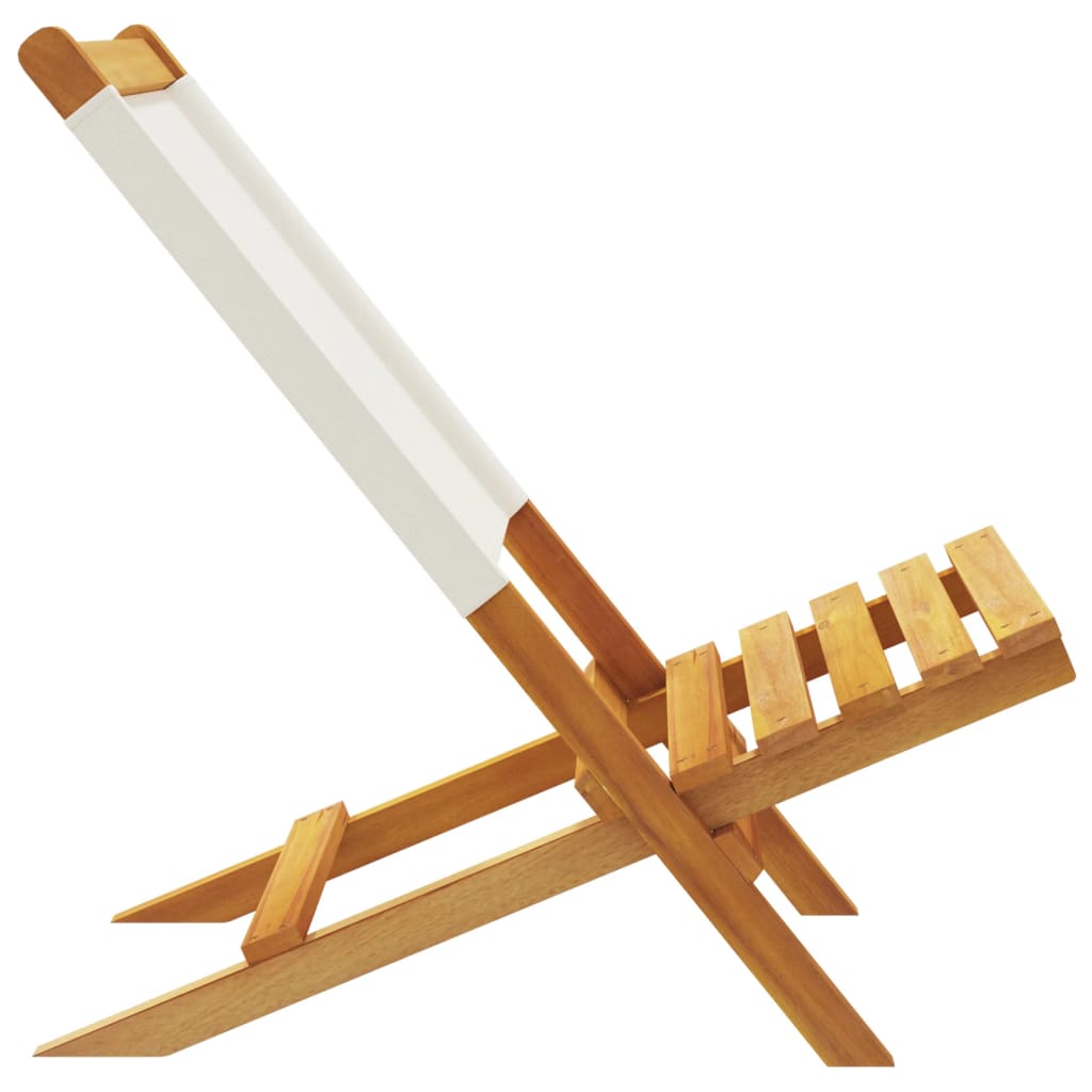 Tuinstoelen 6 st inklapbaar massief hout en stof crèmewit is nu te koop bij PeponiXL, paradijselijk wonen!
